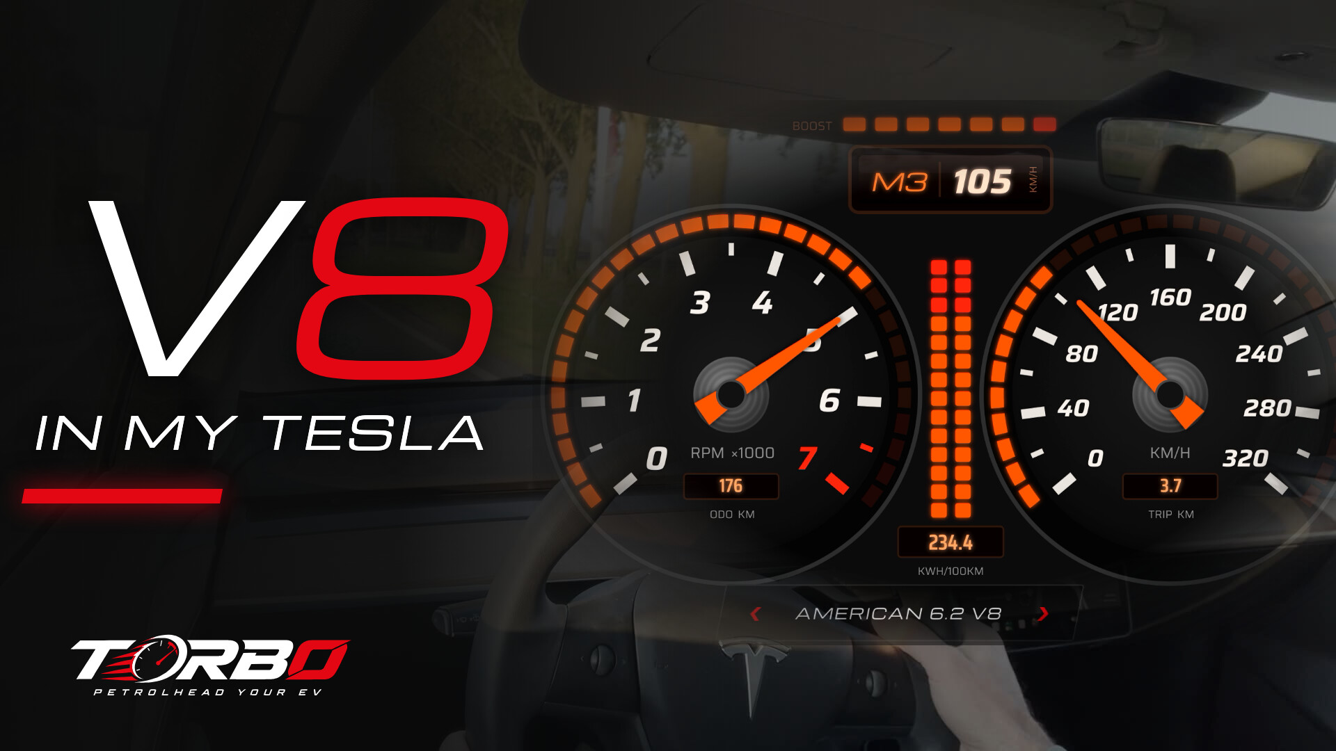 TORBO on a Tesla – V8 in my Tesla